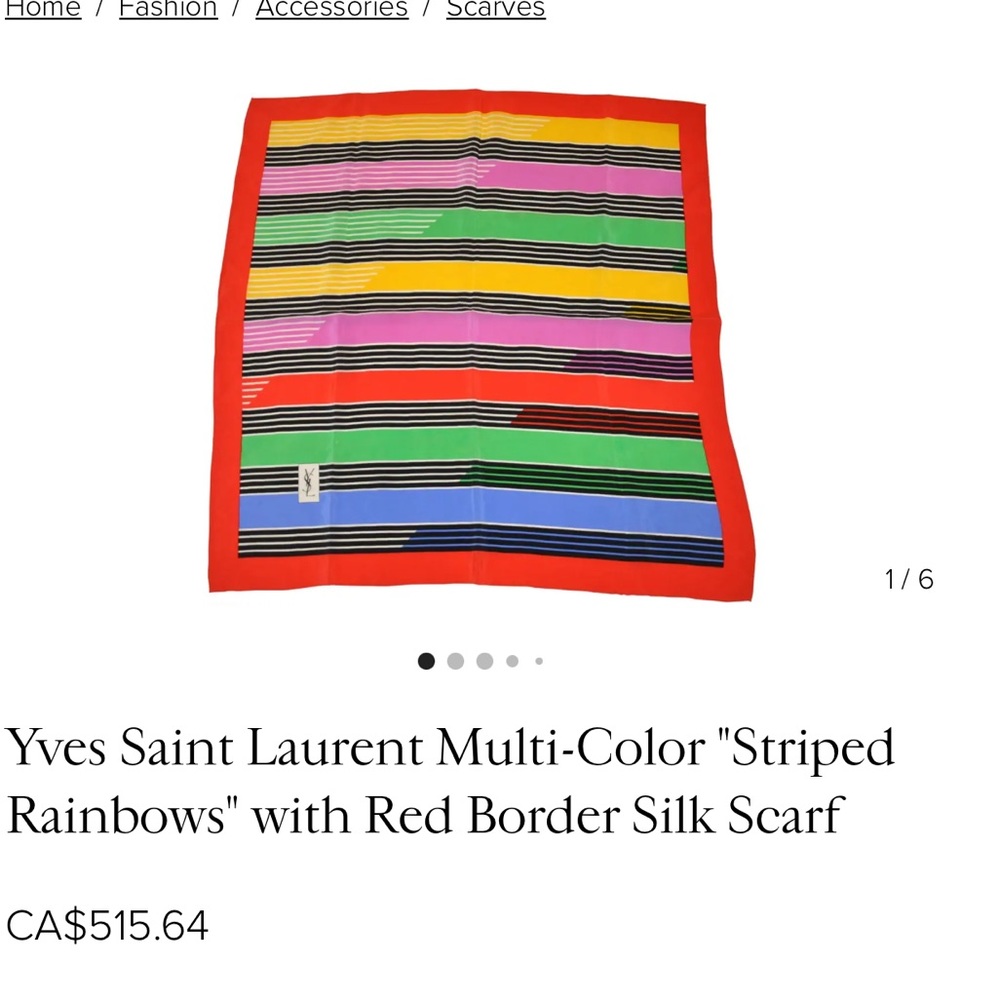 Yves Saint Laurent 100% silk scarf